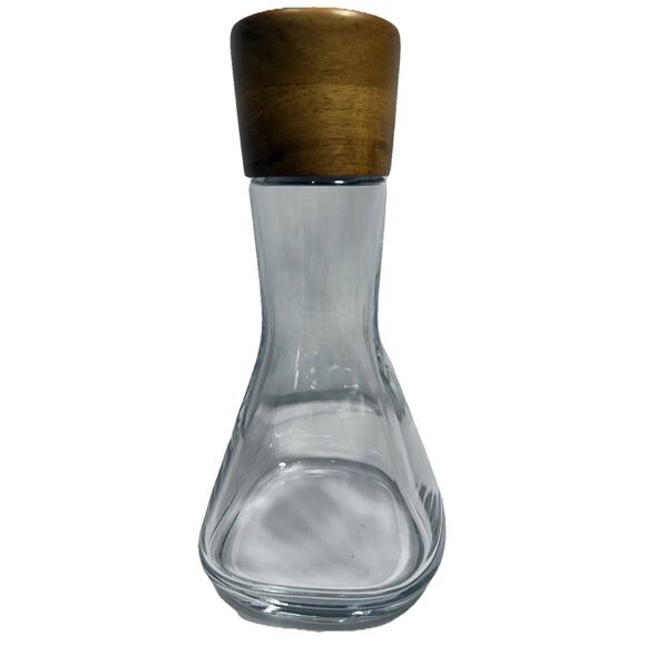 Nambe Curved Glass Decanter with Wood Stopper 10” NWOB - Picture 1 of 15